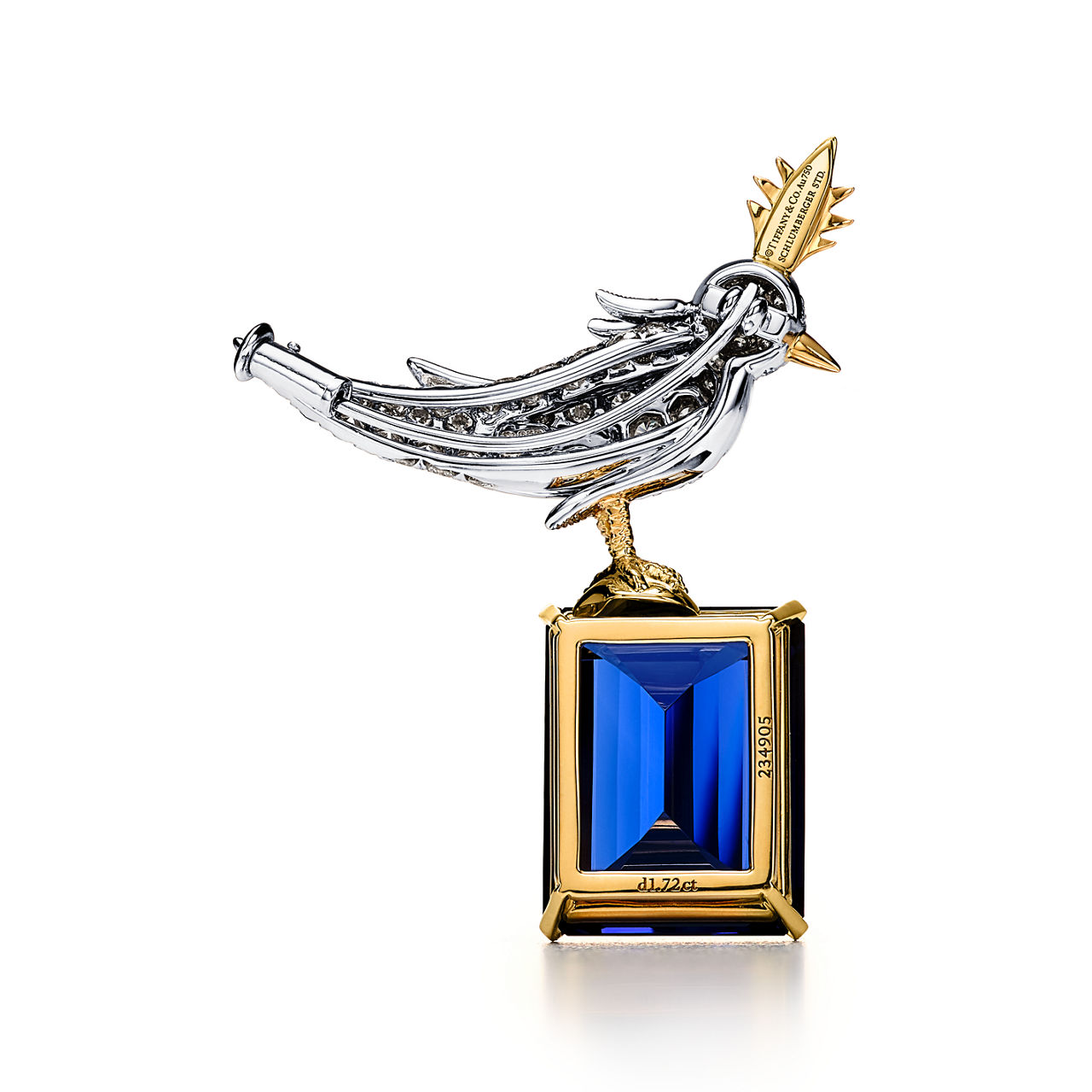 Schlumberger by Tiffany & Co.™:Bird on a Rock Brooch in Yellow Gold and Platinum image number 2