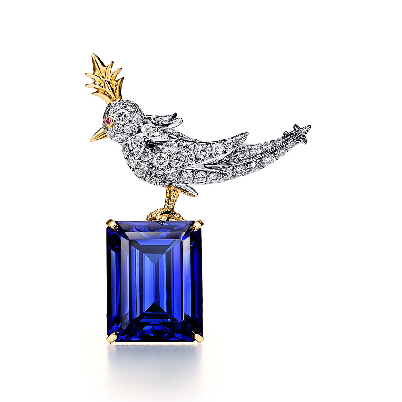 Schlumberger by Tiffany & Co.™:Bird on a Rock Brooch in Yellow Gold and Platinum image number 0