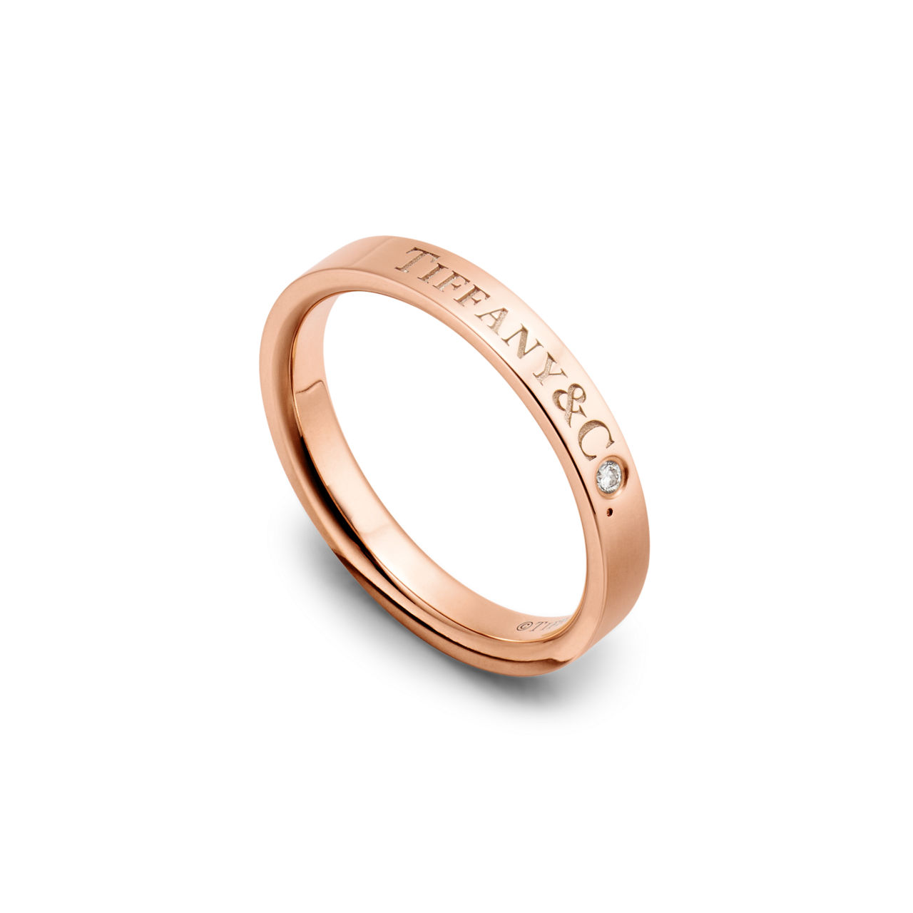 T&CO.®:Band Ring in Rose Gold with a Diamond image number 3