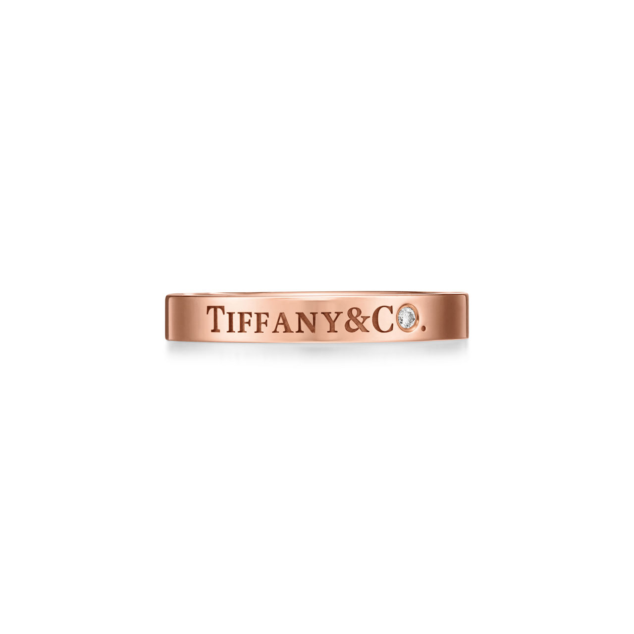 T&CO.®:Band Ring in Rose Gold with a Diamond image number 0