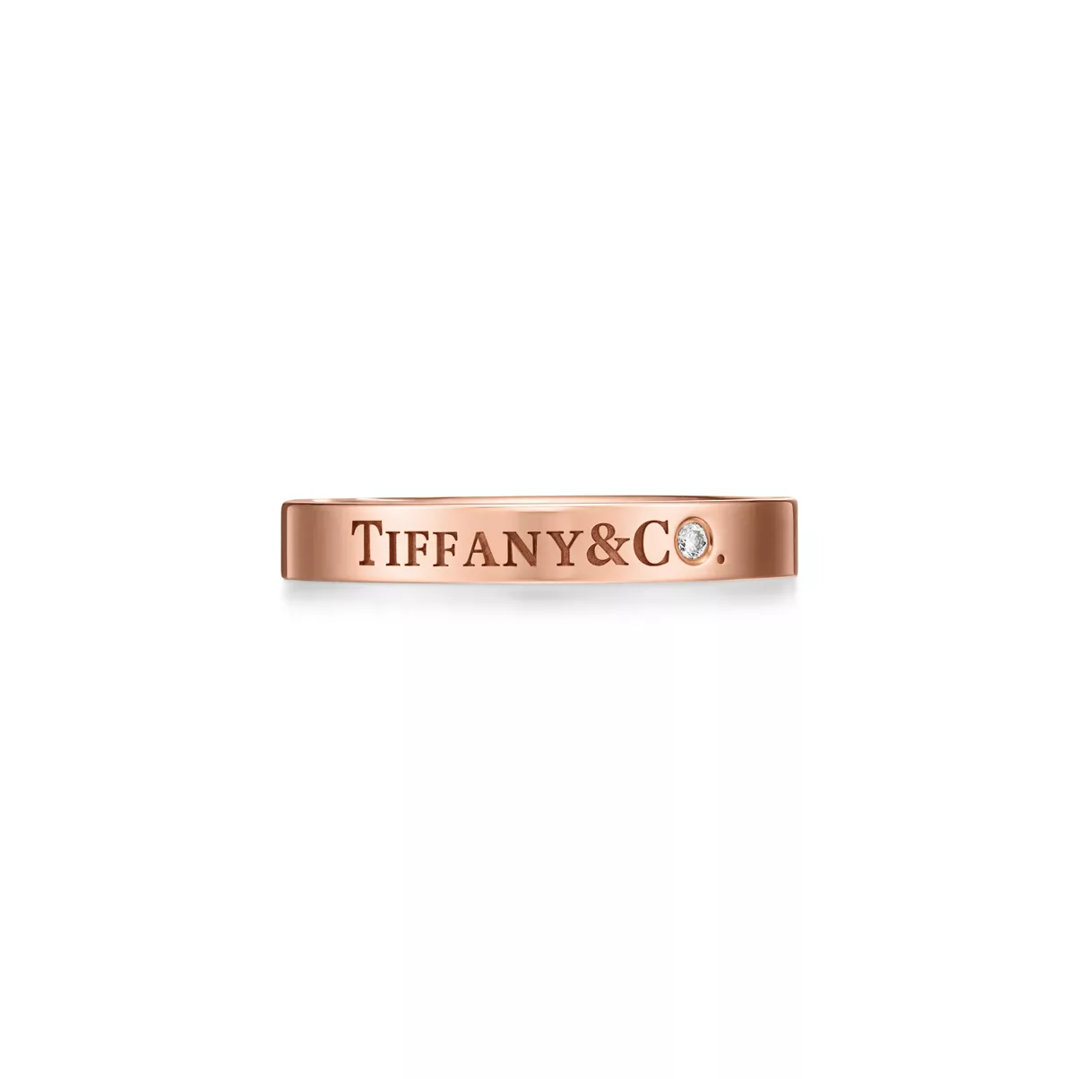 Band Ring in Rose Gold with a Diamond