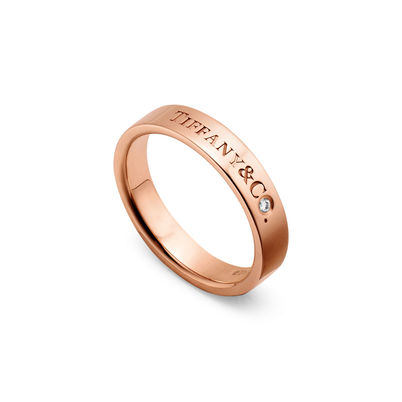 T&CO.®:Band Ring in Rose Gold with a Diamond image number 3