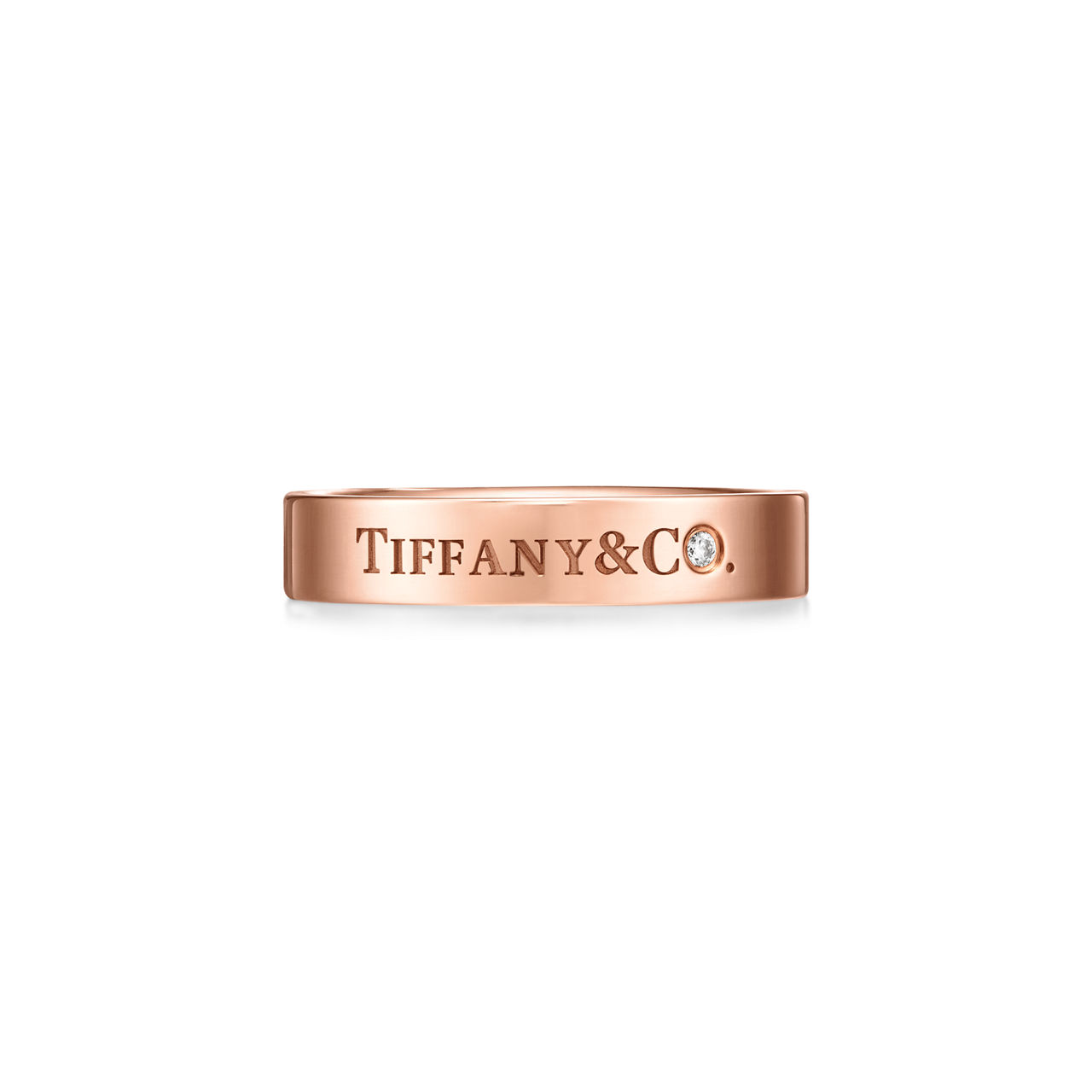 T&CO.®:Band Ring in Rose Gold with a Diamond image number 0