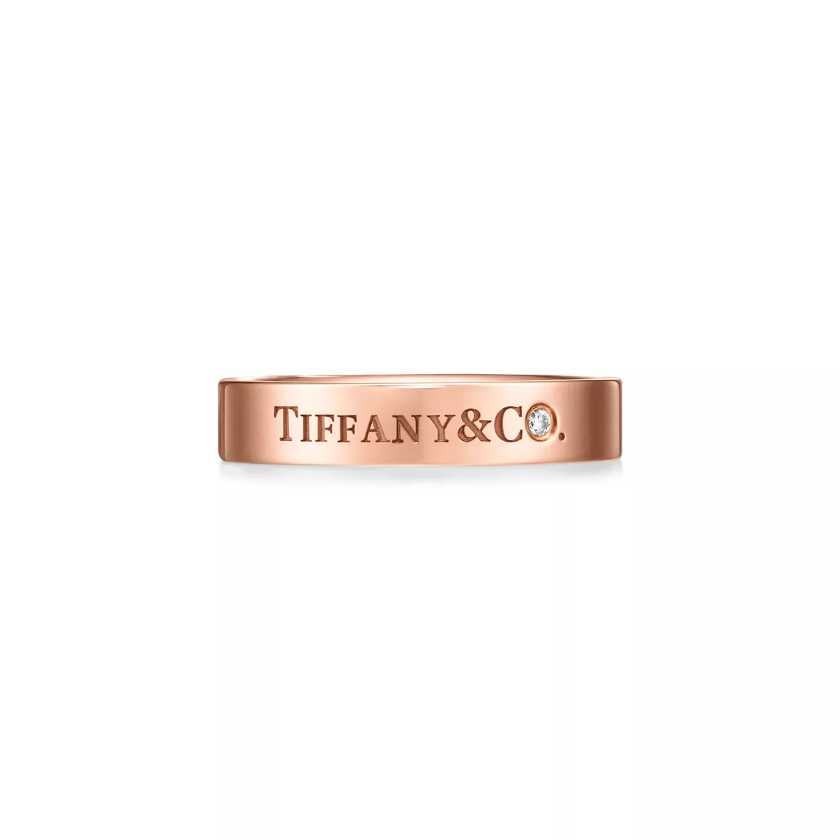 Band Ring in Rose Gold with a Diamond