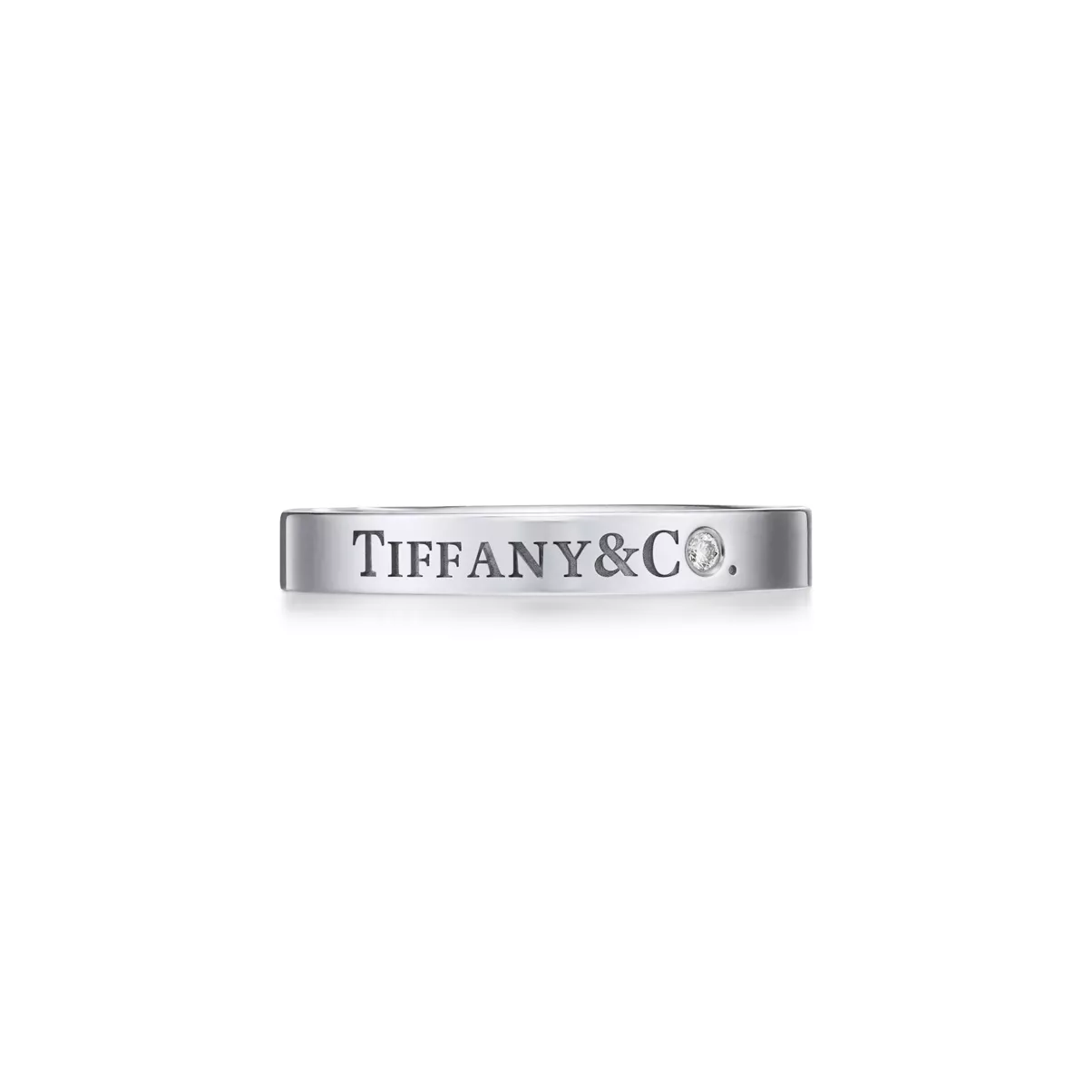 Band Ring in Platinum with a Diamond