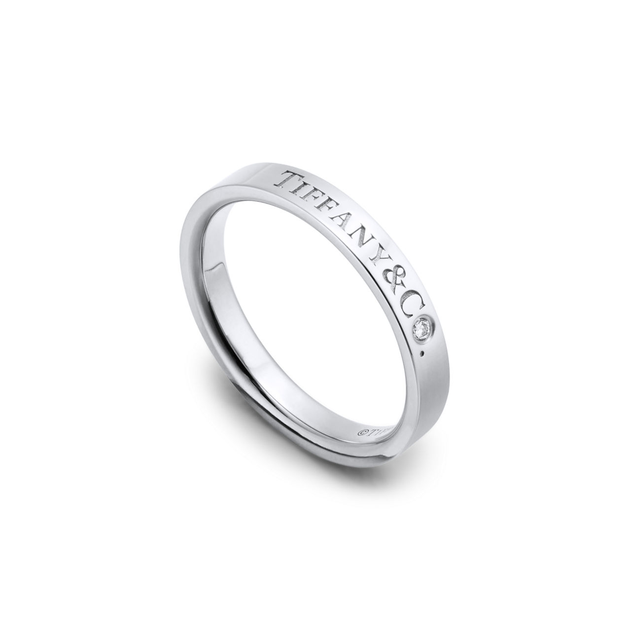 T&CO.®:Band Ring in Platinum with a Diamond image number 3