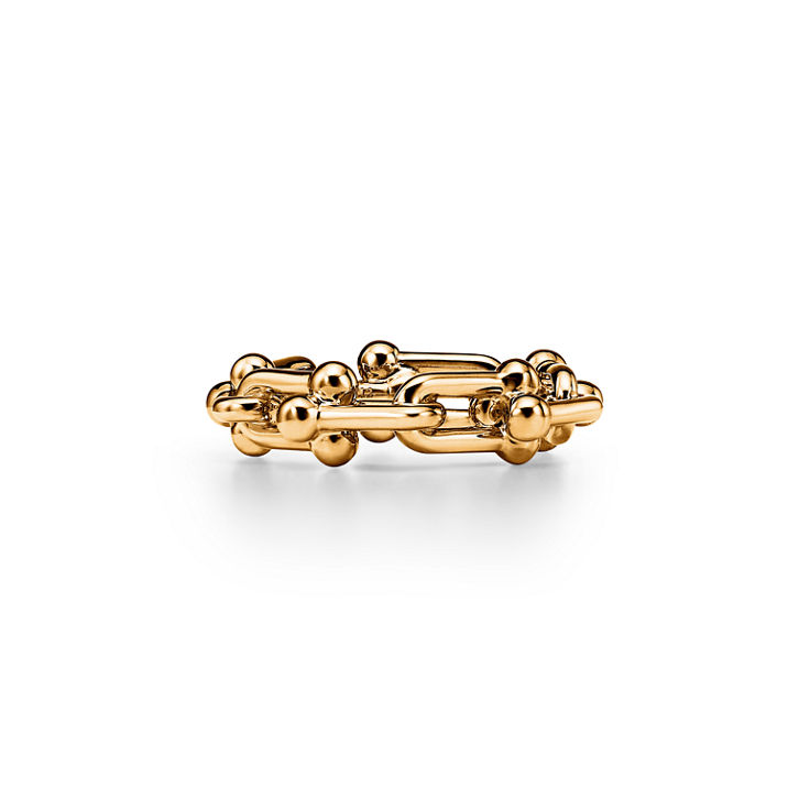 Tiffany HardWear:Small Link Ring in Yellow Gold with Diamonds image number 4