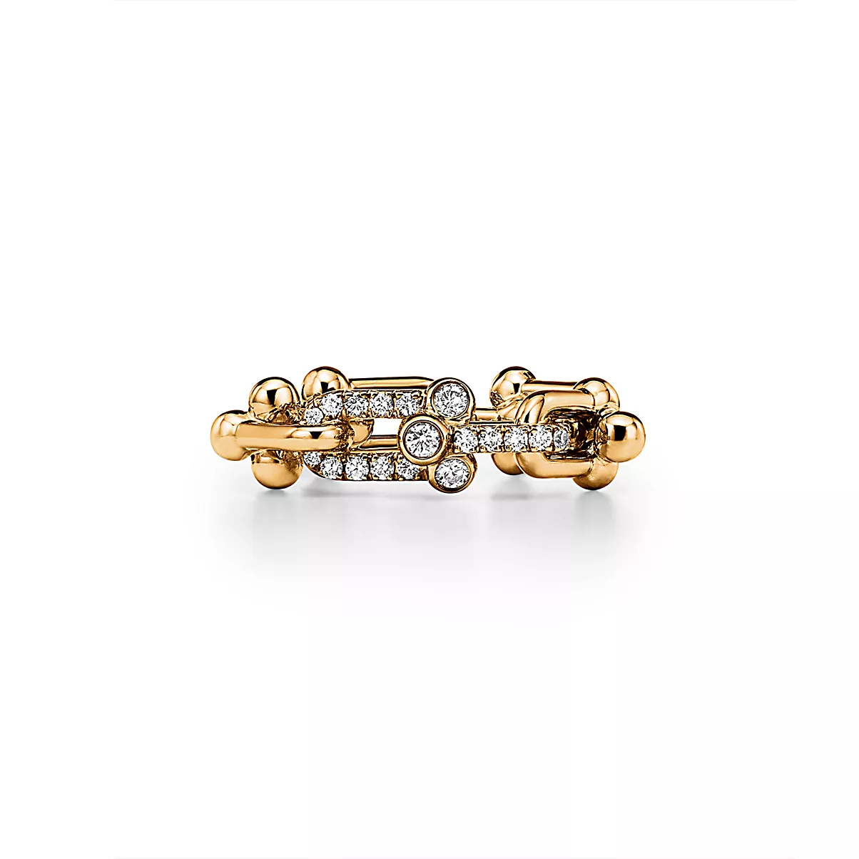 Tiffany HardWear Ring 18K 옐로우 골드 라운드 브릴리언트 다이아몬드