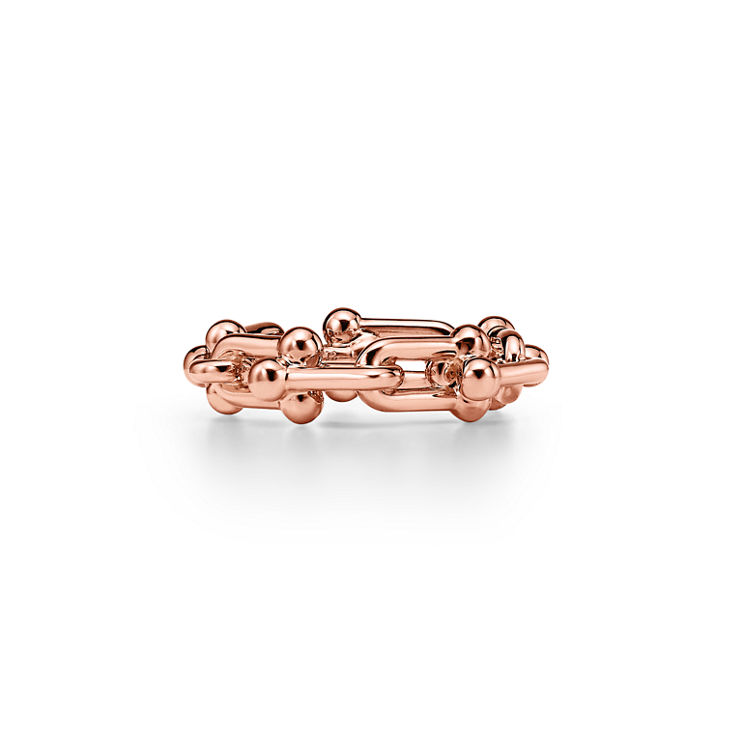 Tiffany HardWear:Small Link Ring in Rose Gold with Diamonds image number 4