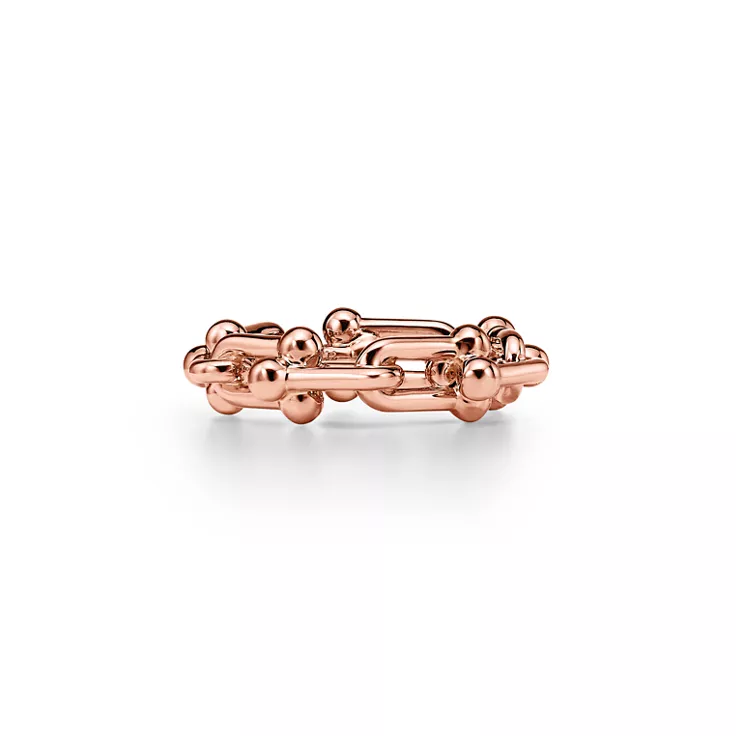 Tiffany HardWear:Small Link Ring in Rose Gold with Diamonds, 5