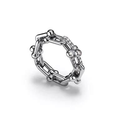 Tiffany HardWear:Small Link Ring in White Gold with Diamonds, 3