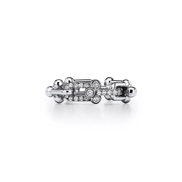Ring mit kleinen Gliedern in Weißgold mit Diamanten