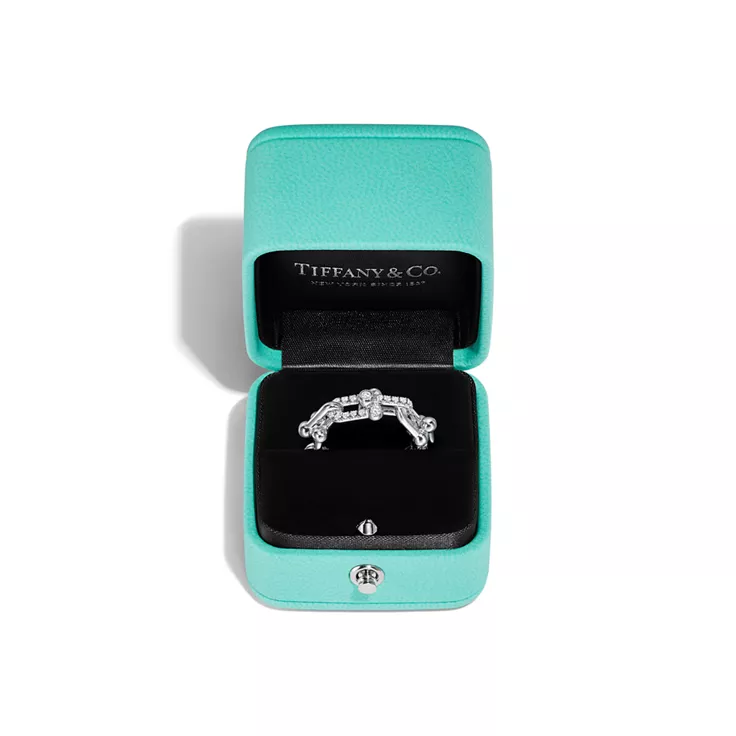 Tiffany HardWear:Small Link Ring in White Gold with Diamonds, 5