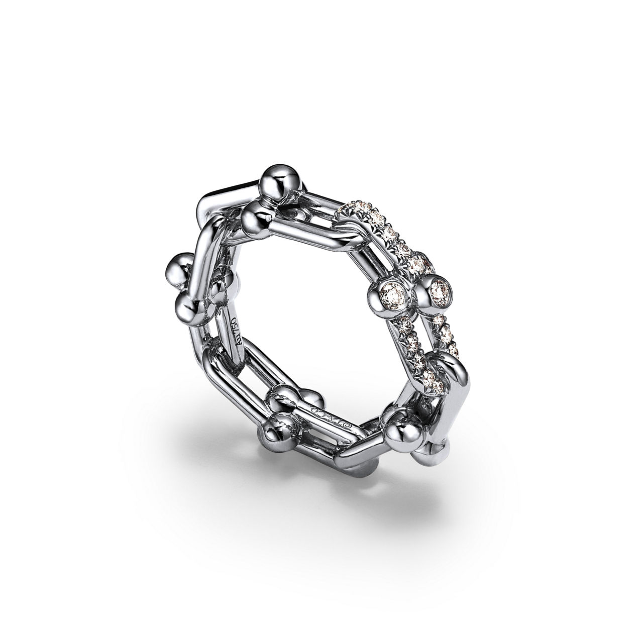 Tiffany HardWear:Bague à maillons taille Small en or blanc 18 carats et diamants numéro dimage {1}