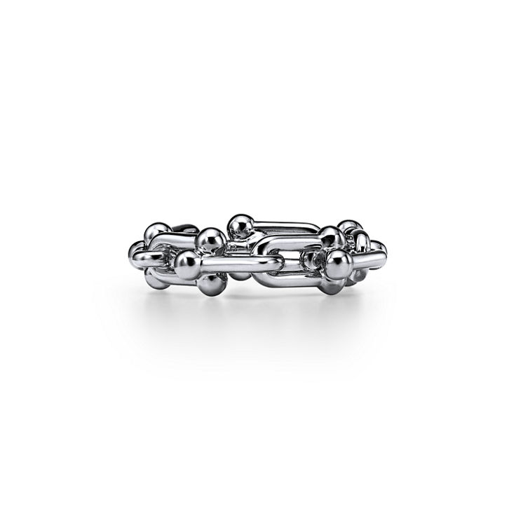 Tiffany HardWear:Bague à maillons taille Small en or blanc 18 carats et diamants numéro dimage {1}