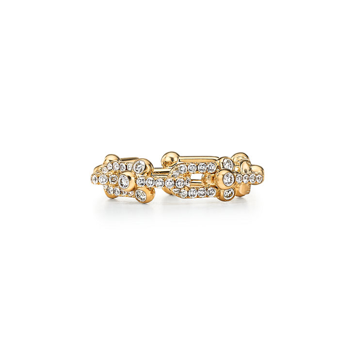 Tiffany HardWear:Small Link Ring in Yellow Gold with Pavé Diamonds image number 4