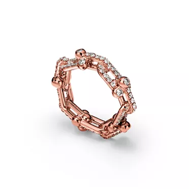 Tiffany HardWear:Small Link Ring in Rose Gold with Pavé Diamonds, 3