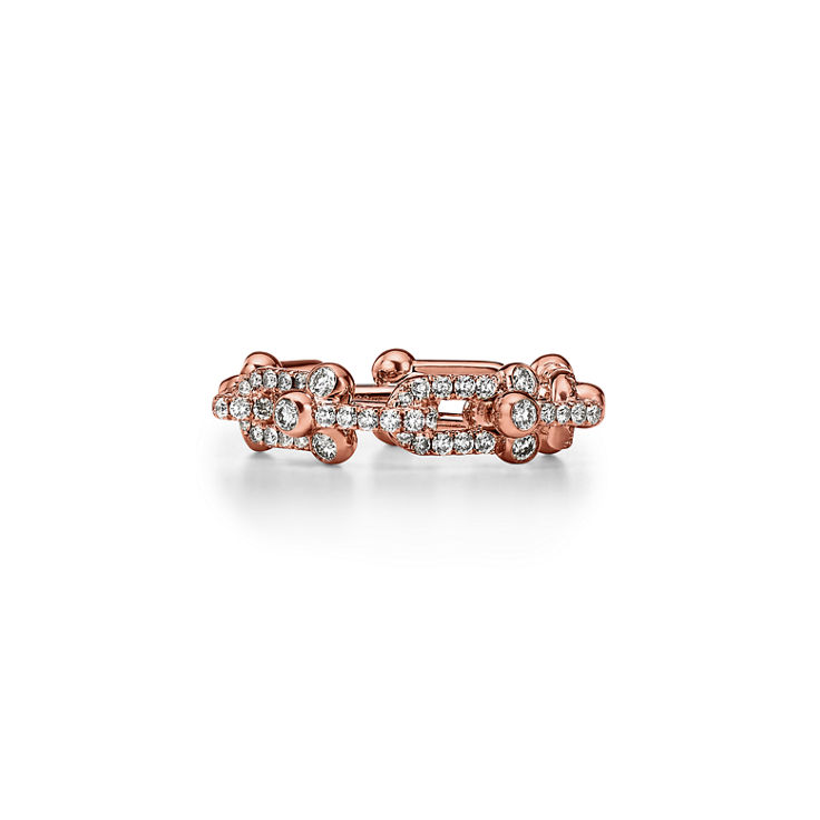 Tiffany HardWear:Small Link Ring in Rose Gold with Pavé Diamonds image number 4