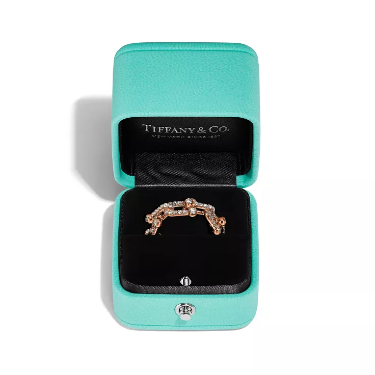 Tiffany HardWear:Small Link Ring in Rose Gold with Pavé Diamonds, 5