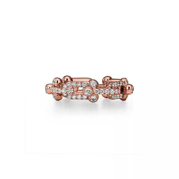 Ring mit kleinen Gliedern in Roségold mit Pavé-Diamanten
