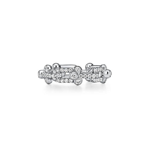 Tiffany HardWear:Small Link Ring in White Gold with Pavé Diamonds