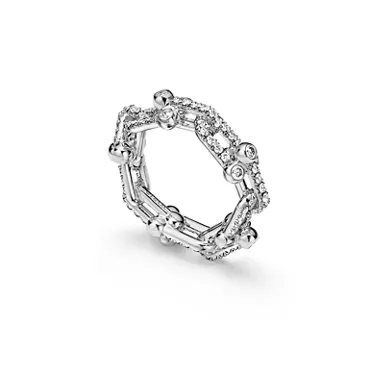 Tiffany HardWear:Small Link Ring in White Gold with Pav&eacute; Diamonds, 3