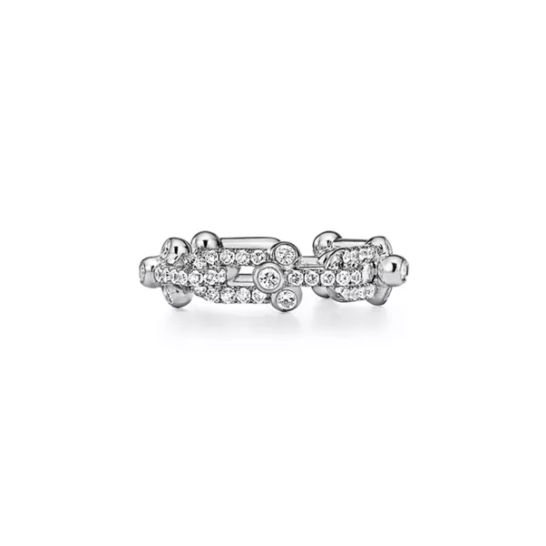 Ring mit kleinen Gliedern in Weißgold mit Pavé-Diamanten