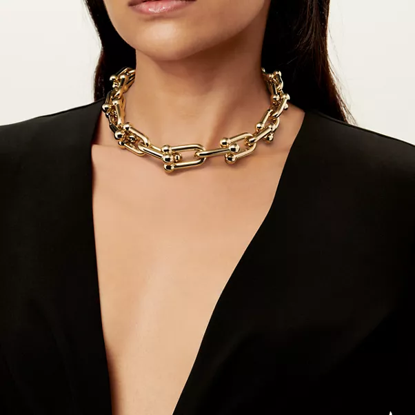 Collana con maglie grandi a gradazione in oro giallo