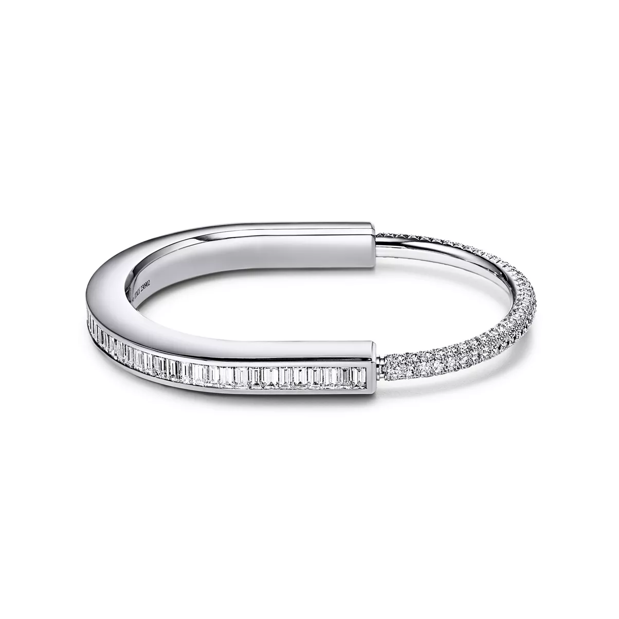 Bangle in White Gold with Baguette and Pav&eacute; Diamonds