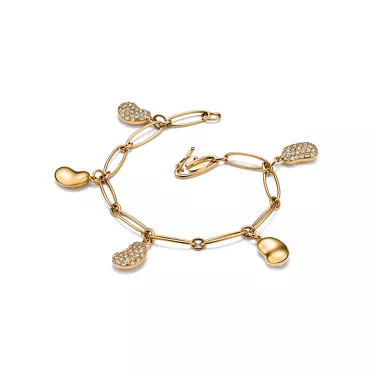 Elsa Peretti®:Five Bean design Bracelet in Yellow Gold with Pavé Diamonds, 2