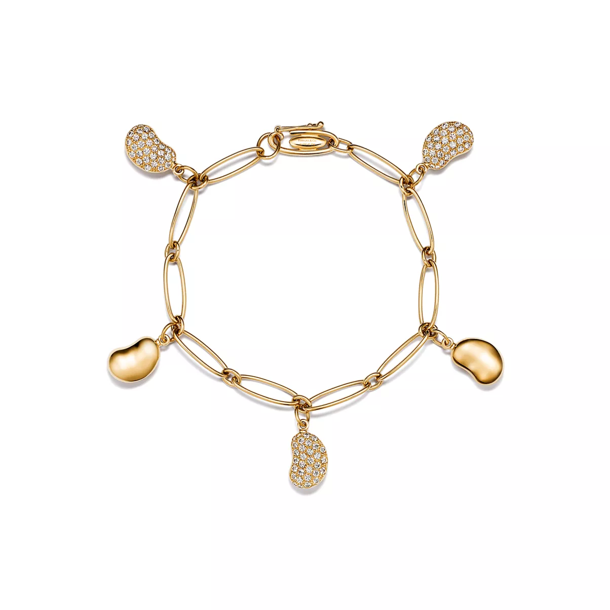 Bracciale Five Bean(R) in oro giallo con pav&eacute; di diamanti