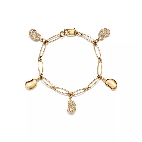 Five Bean design Armband in Gelbgold mit Pavé-Diamanten