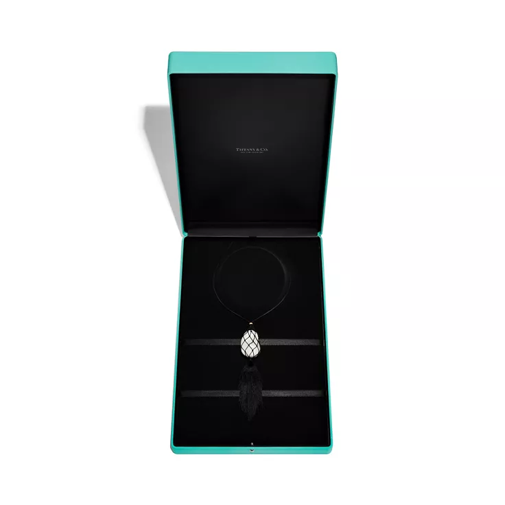 Elsa Peretti®:Bean® design Necklace of White Finish over Sterling Silver, 4