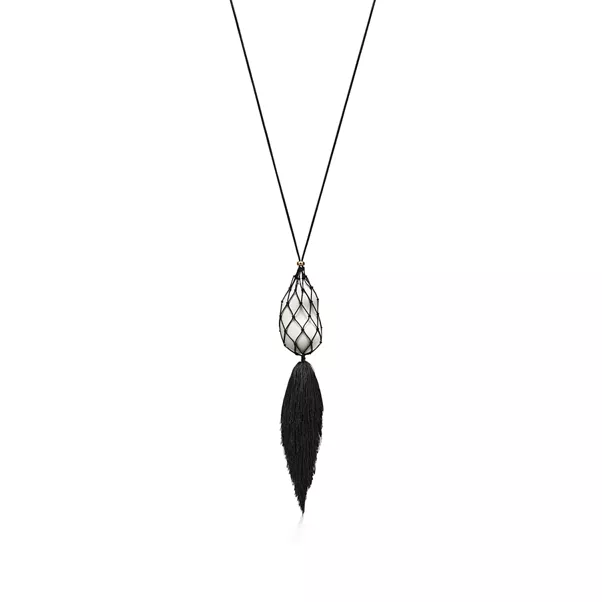 Bean® design Necklace of White Finish over Sterling Silver