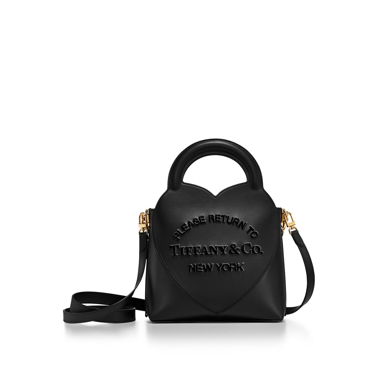 Return to Tiffany™:Mini Charm Tote Bag in Black Leather image number 2