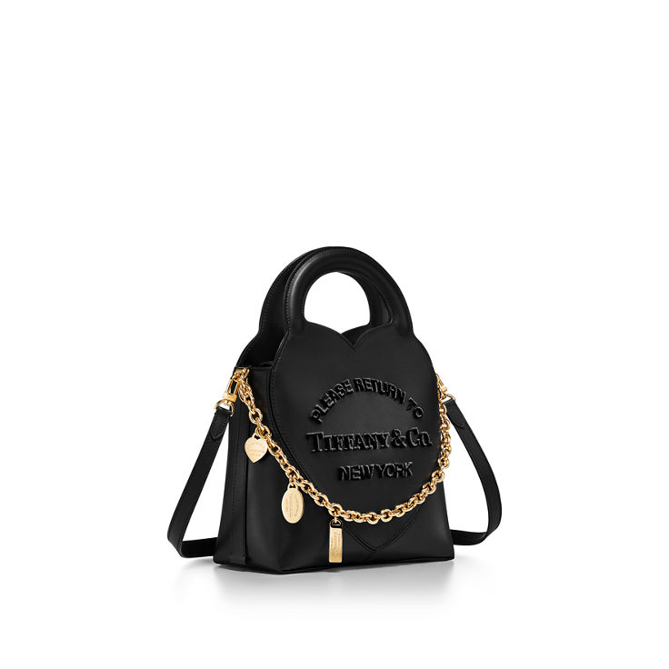 Return to Tiffany™:Mini Charm Tote Bag in Black Leather image number 4