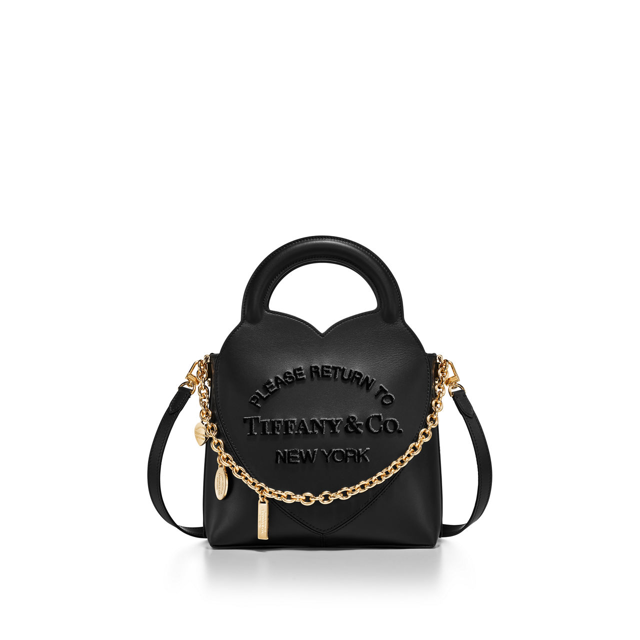 Return to Tiffany™:Mini Charm Tote Bag in Black Leather image number 0