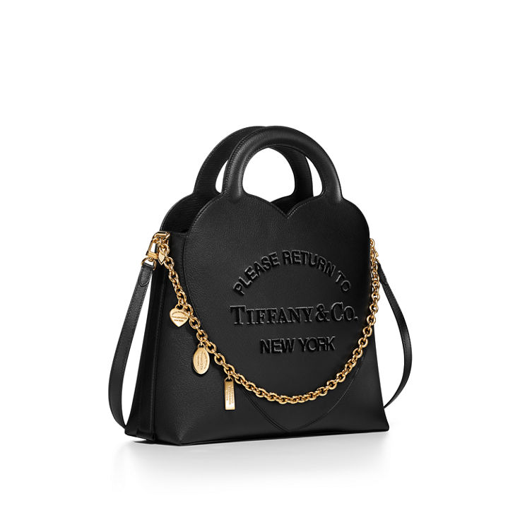 Return to Tiffany™:Small Charm Tote Bag in Black Leather image number 5