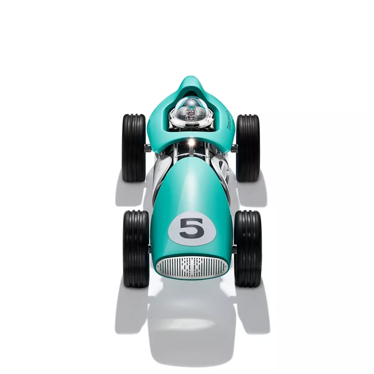 Time for Speed:Race Car Clock in Aluminum with Tiffany Blue&reg; Paint, 1