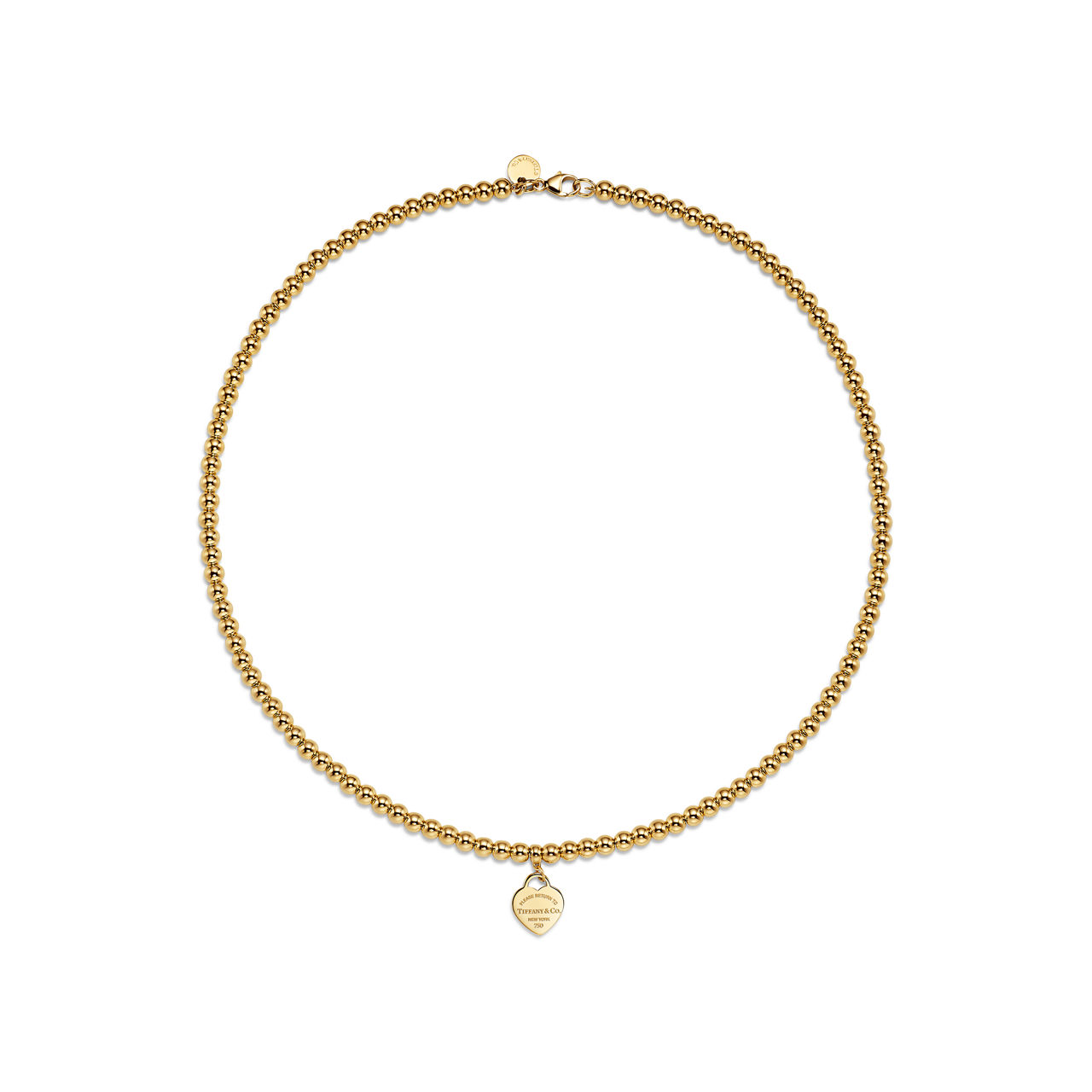 Return to Tiffany™:Heart Tag Bead Necklace in Yellow Gold, Mini image number 2