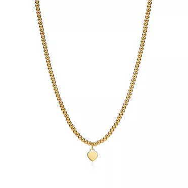 Return to Tiffany®:Heart Tag Bead Necklace in Yellow Gold, Mini, 3
