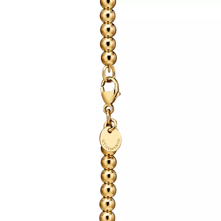 Return to Tiffany®:Heart Tag Bead Necklace in Yellow Gold, Mini, 4