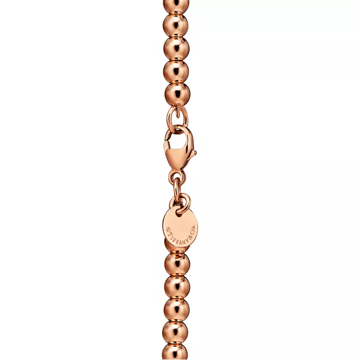 Return to Tiffany™:Heart Tag Bead Necklace in Rose Gold, Mini, 4