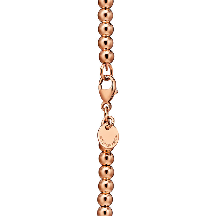 Return to Tiffany™:Heart Tag Bead Necklace in Rose Gold, Mini image number 4