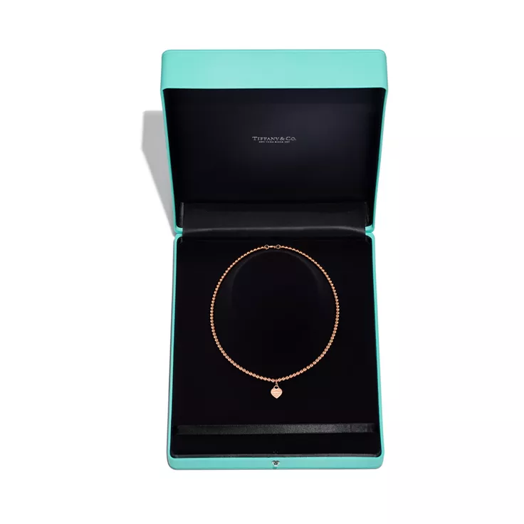 Return to Tiffany™:Heart Tag Bead Necklace in Rose Gold, Mini, 5