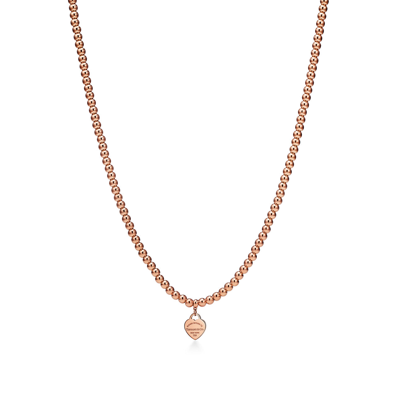 Return to Tiffany™:Heart Tag Bead Necklace in Rose Gold, Mini image number 0