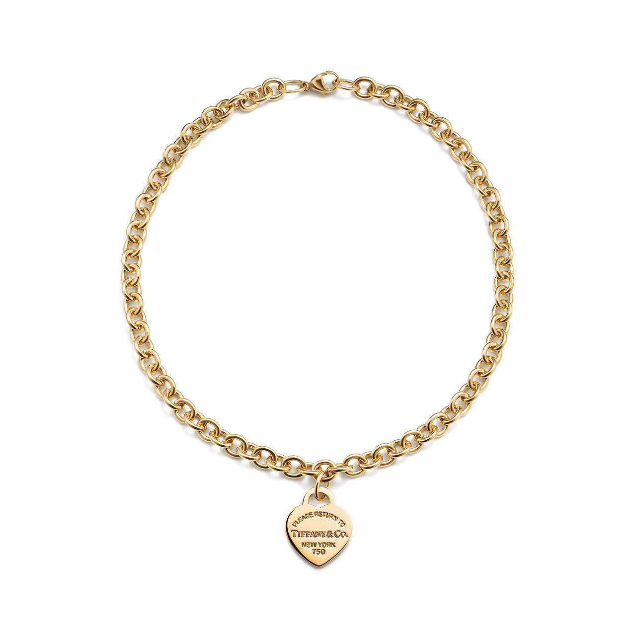 Return to Tiffany™:Heart Tag Necklace in Yellow Gold, Medium image number 3