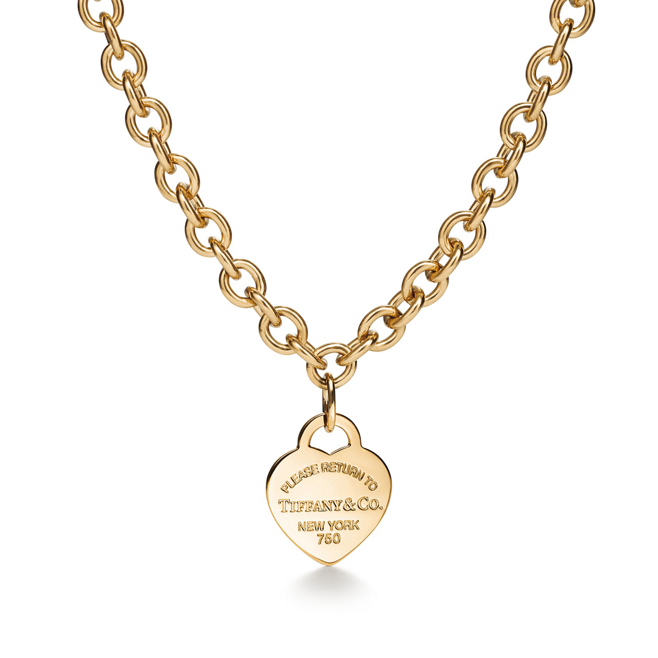 Return to Tiffany™:Heart Tag Necklace in Yellow Gold, Medium image number 0