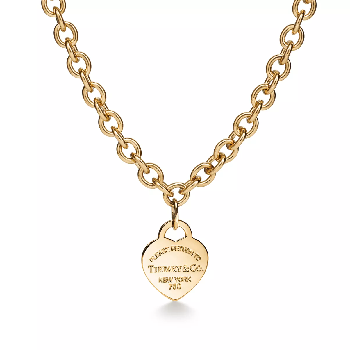 Heart Tag Necklace in Yellow Gold, Medium