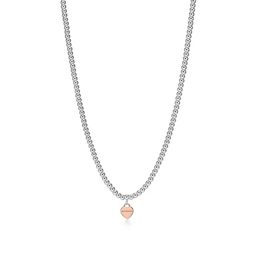 Return to Tiffany®:Heart Tag Bead Necklace in Sterling Silver & Rose Gold, Mini, 3
